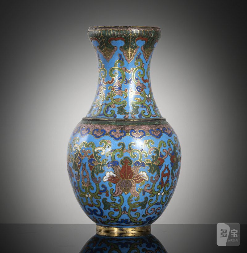 A small cloisonné-enamelled lotus vase - 图2
